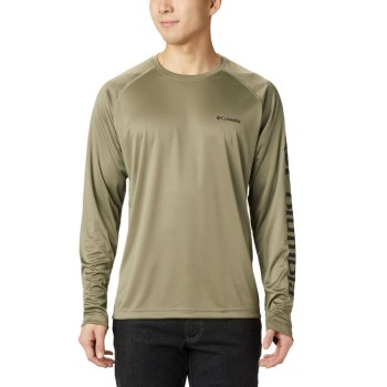 Columbia Fork Stream Long Sleeve, Sudaderas Verde Oliva Negros Para Hombre | 523814-UZW